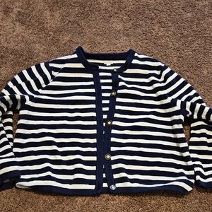 Striped Navy and White Cardigan